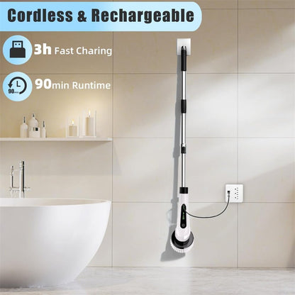 9-in-1 Cordless Electric Spin Scrubber | Powerful Waterproof Cleaning Brush for Bathroom & Tile