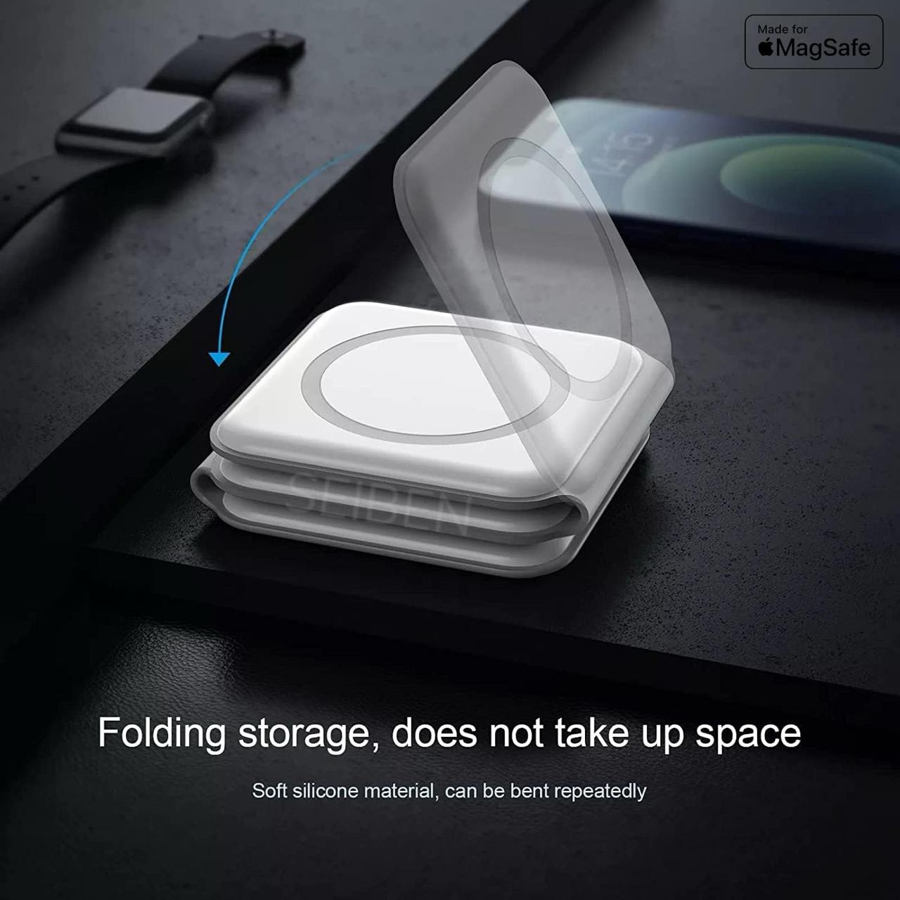 3-in-1 Magnetic Foldable Wireless Charging Station | Fast Charging Stand for Apple iPhone, AirPods, Apple Watch