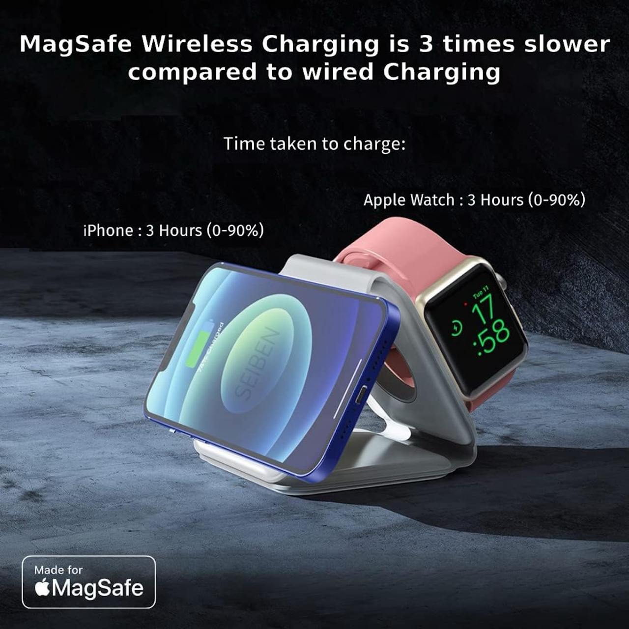 3-in-1 Magnetic Foldable Wireless Charging Station | Fast Charging Stand for Apple iPhone, AirPods, Apple Watch