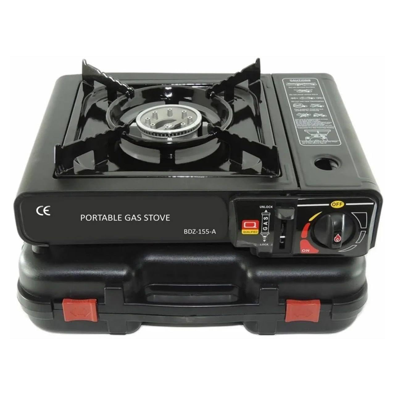 2-in-1 Portable Gas Stove with Carry Case – Outdoor Cooking Gas Burner (Black, 34 x 26 x 7.5 cm)