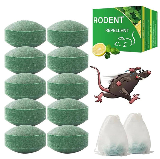 Criyale Natural Rat & Mouse Repellent Tablets – Peppermint Oil Formula | 10-Pack for Car, Home, Garage & Outdoor Rodent Protection (No Kill, Eco-Friendly)