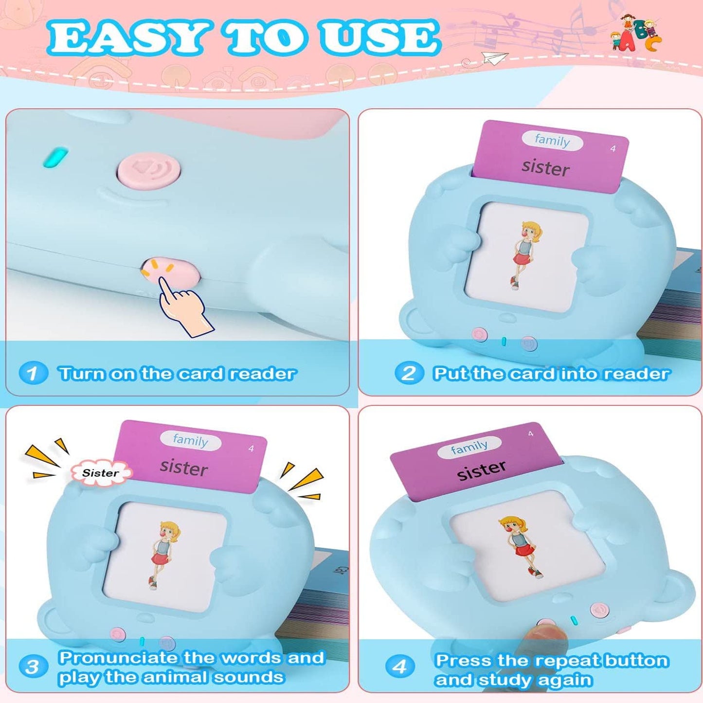 Talking Flash Cards for Toddlers - 224 Sight Words Learning Toy | Interactive Preschool Gift for Kids Ages 2-5