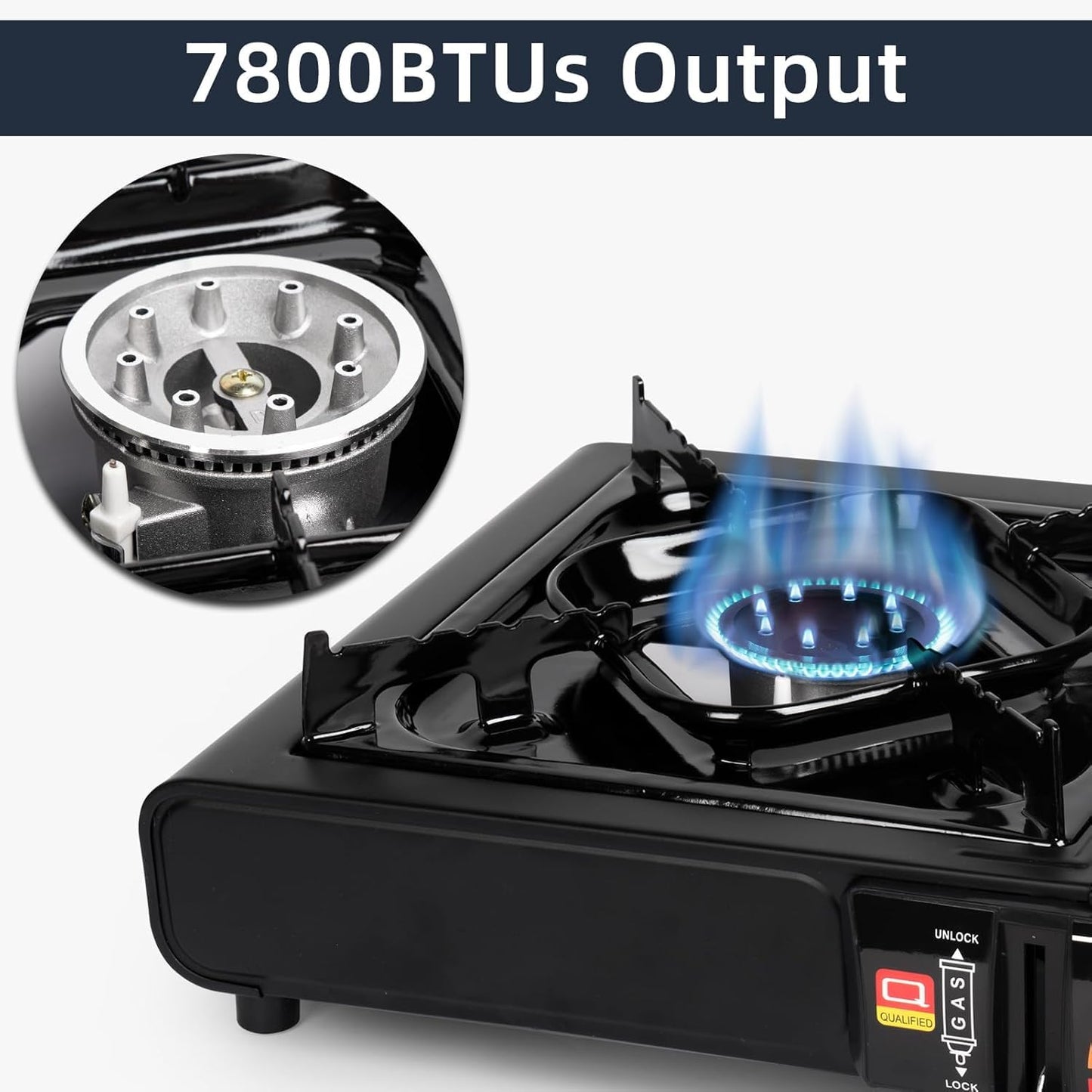2-in-1 Portable Gas Stove with Carry Case – Outdoor Cooking Gas Burner (Black, 34 x 26 x 7.5 cm)