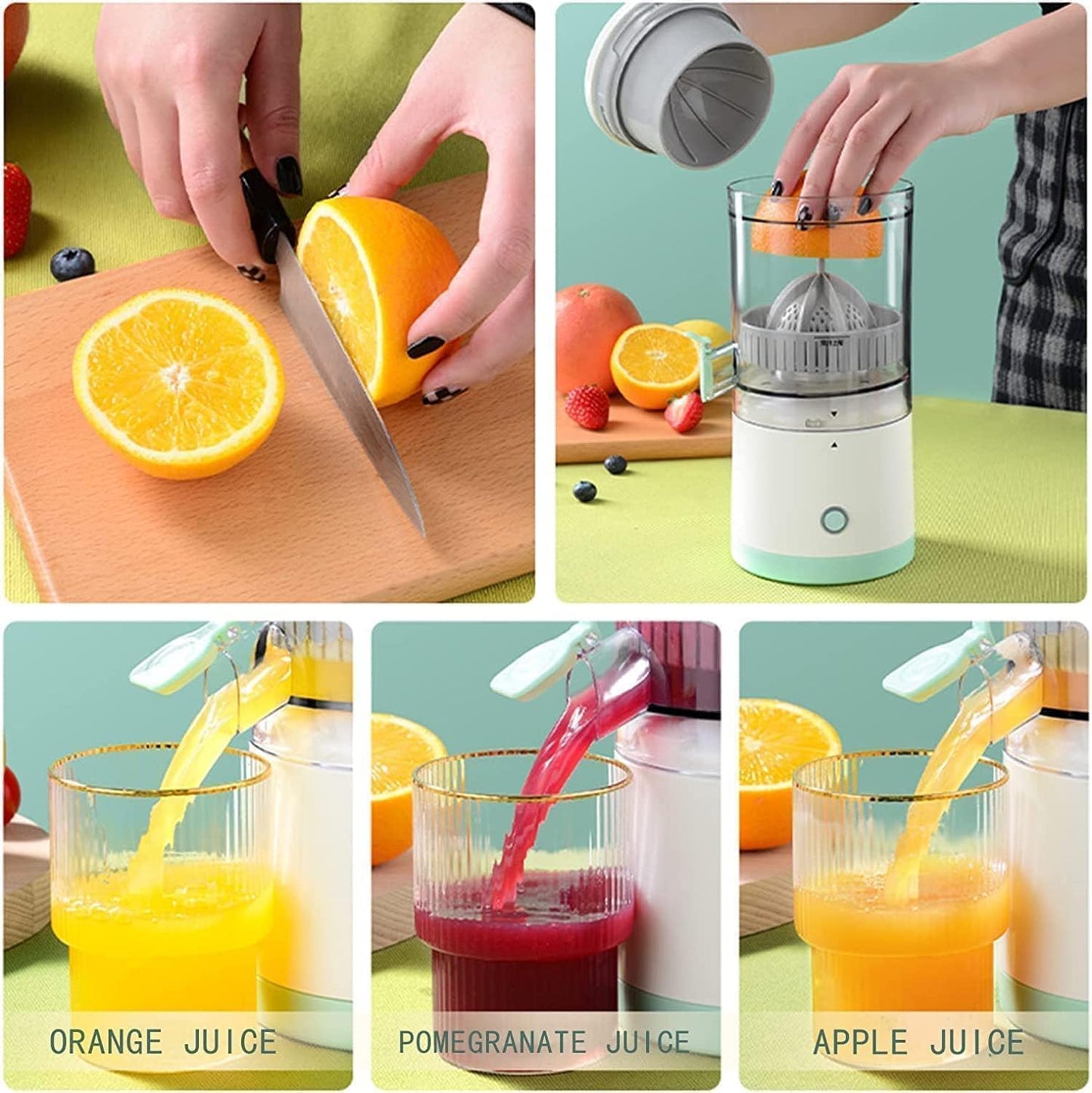 Electric Citrus Juicer Machine | Automatic Wireless Orange & Lemon Squeezer with Large Pulp-Free Pitcher
