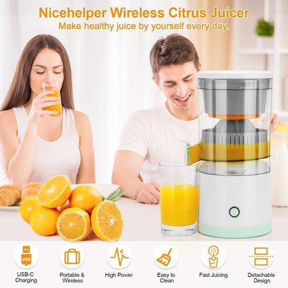Electric Citrus Juicer Machine | Automatic Wireless Orange & Lemon Squeezer with Large Pulp-Free Pitcher