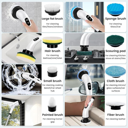 9-in-1 Cordless Electric Spin Scrubber | Powerful Waterproof Cleaning Brush for Bathroom & Tile