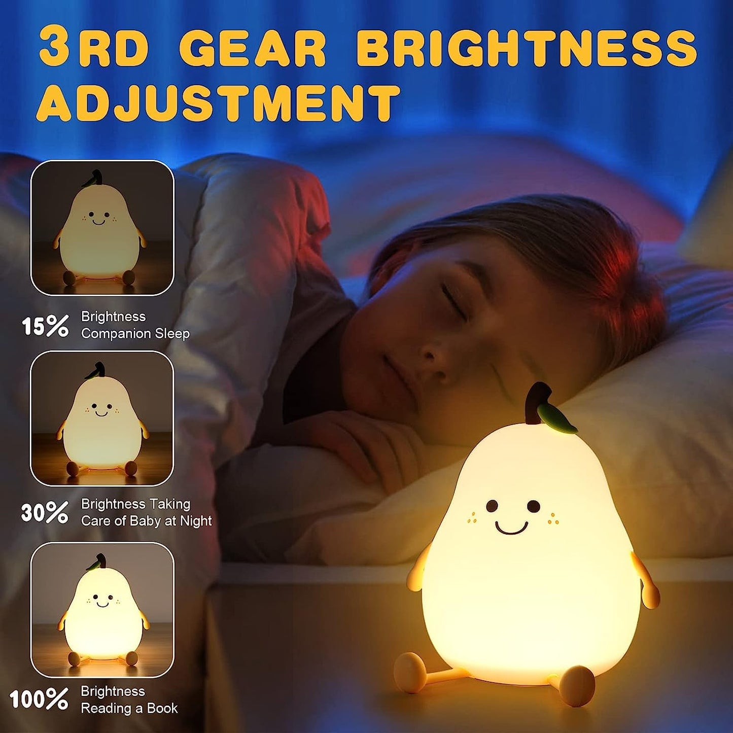 Rechargeable Pear Lamp | Dimmable LED Night Light with Touch Control | Decorative Ambient Lighting for Home & Bedside