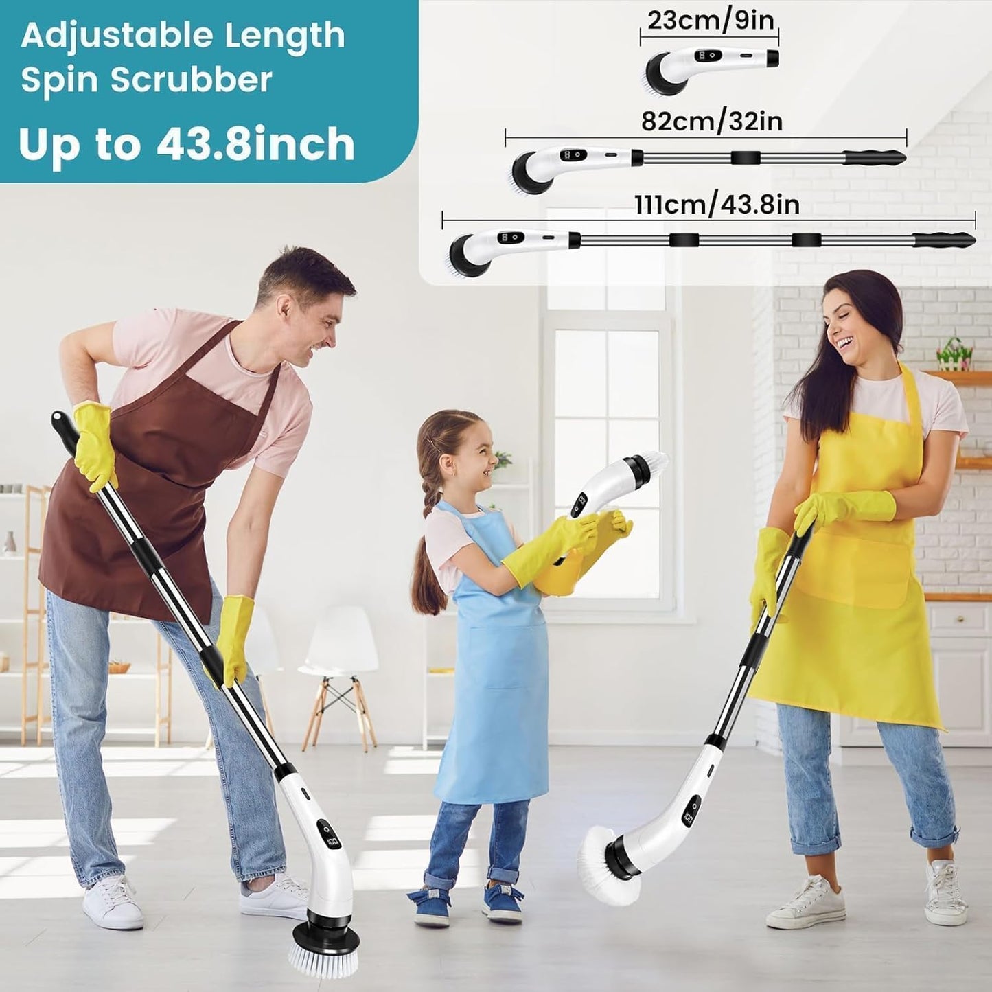 9-in-1 Cordless Electric Spin Scrubber | Powerful Waterproof Cleaning Brush for Bathroom & Tile