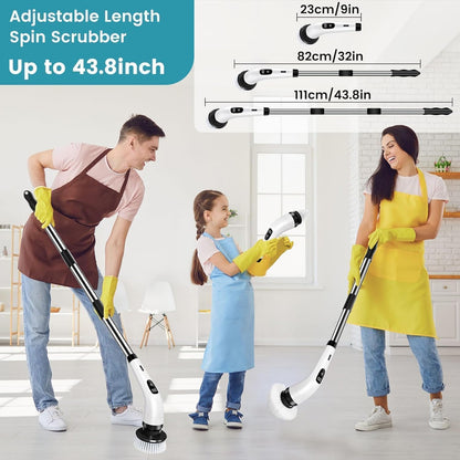 9-in-1 Cordless Electric Spin Scrubber | Powerful Waterproof Cleaning Brush for Bathroom & Tile