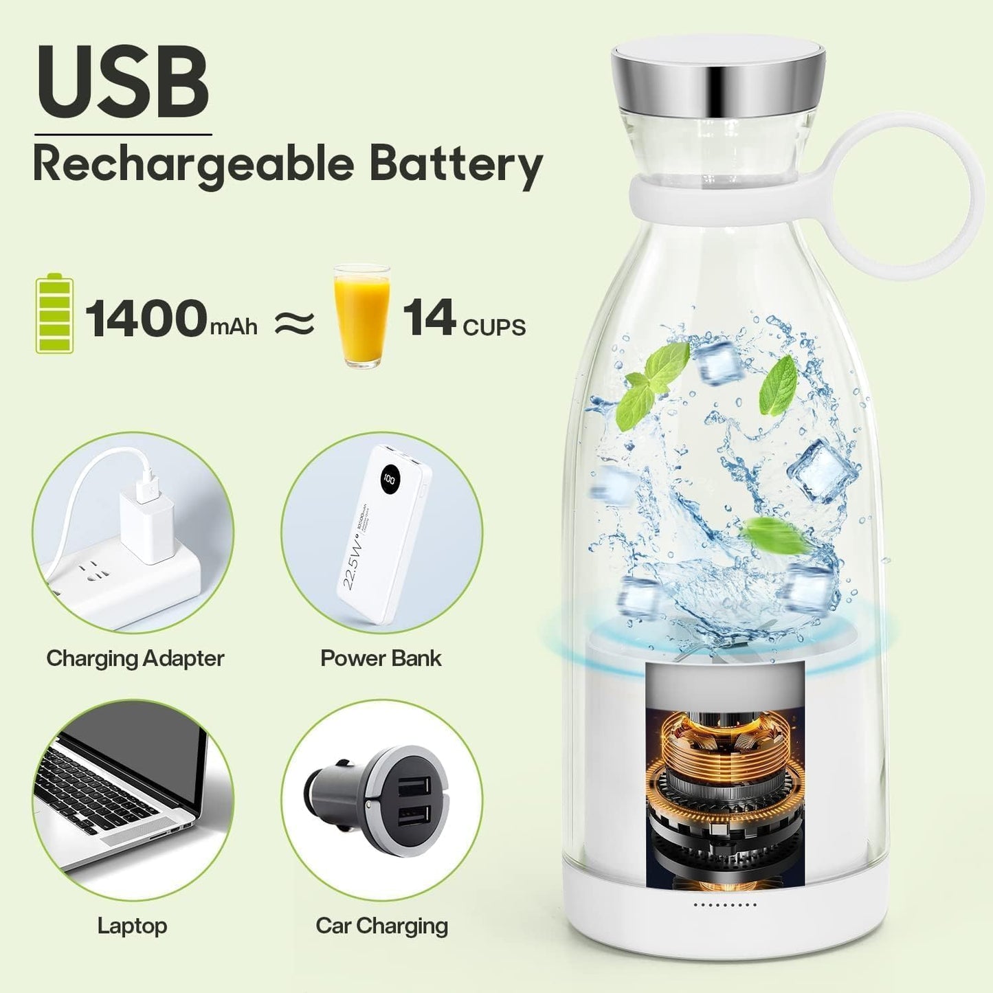 Rechargeable Electric Bottle Juicer | Portable USB Fruit Squeezer | On-the-Go Juice Extractor