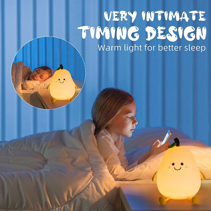 Rechargeable Pear Lamp | Dimmable LED Night Light with Touch Control | Decorative Ambient Lighting for Home & Bedside