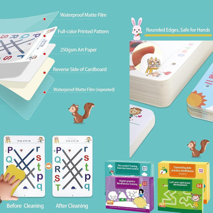 Magical Tracing Workbook Set 64 pages – Reusable Writing Practice Book for Kids (Alphabets & Numbers)