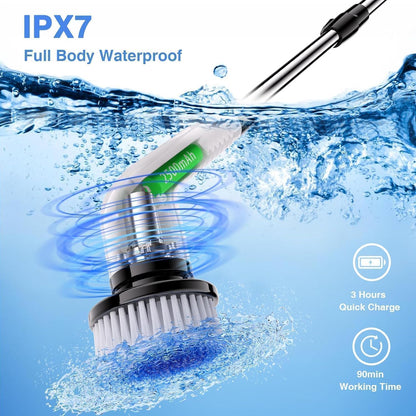 9-in-1 Cordless Electric Spin Scrubber | Powerful Waterproof Cleaning Brush for Bathroom & Tile